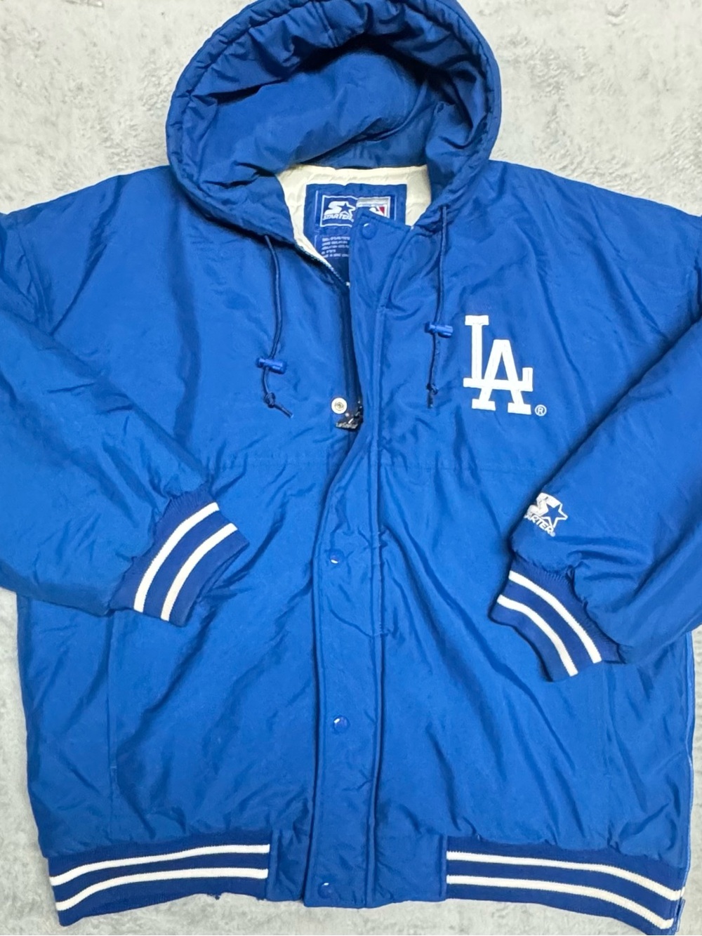 🚨Very Rare 90’s Los Angeles Dodgers Starter Parka Jacket XL. Big Spellout Blue